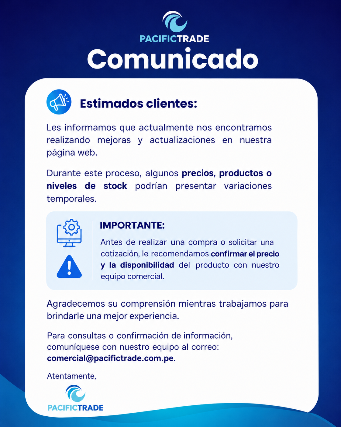 Comunicado Pacific Trade